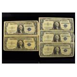 Lot of 5 Silver Certificate Bills