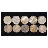 Lot of 10 Roosevelt Dimes