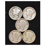 5 Mercury Dimes