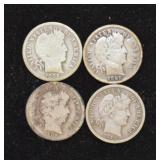 Lot of 4 Barber Dimes