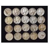 Lot of 20 Mercury Dimes