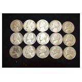 Lot of 15 Thomas Jefferson Nickels