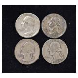 4 Silver Quarters 1920-47