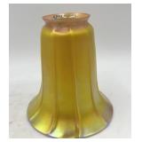 Quezal Gold Iridescent Ribbed Bell Lamp Shade