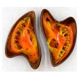 Pair of Swirl Glass Cal Style Ash Trays
