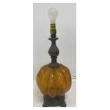 Mid-Century Modern Pumpkin Crackle Glass Lamp