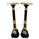 Pr 19th Century French Empire Dolphin Candlesticks