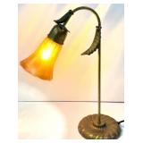 Art Nouveau Style Table Lamp Iridescent Glas