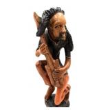 Bruce Haiti Wooden Guitarist Carved Sculpture