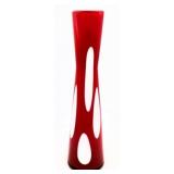 Tall Hand-Blown Red Glass Vase