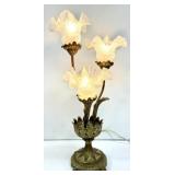 Art Nouveau Triple Ruffled Flower Table Lamp