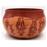 Etched Navajo Pottery Bowl