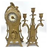 Art Nouveau Clock and Candelabrum Garniture Set