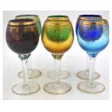 Set of 6 Multi-Colored Wine Goblets