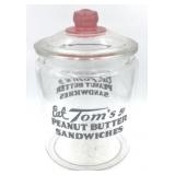 Tom's Peanut Butter Sandwiches Glass Counter Jar