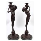 Pair of Edward McCartan Bronze Candle Holders