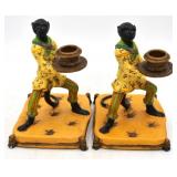 Pair of Resin Monkey Jester Candle Holders