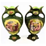 Pair of Angelina Kauffman Handpainted Vases