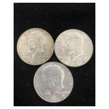 3 1967 & 2 1966 Kennedy Half Dollars