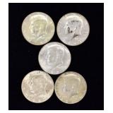 5 Kennedy Half Dollar Coins 65-67