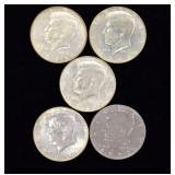 5 Kennedy Half Dollar Coins