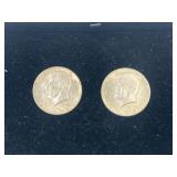 Two 1966 US Kennedy Half Dollars