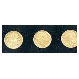 Three 1913 Flat Ground Buffalo Nickels