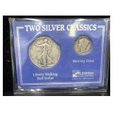 1945 Liberty Walking 1/2 Dollar&1945 Mercury Dime