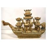 Chinese Carved Bone Phoenix Ship