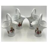 4 Beatrix Potter Mini Ceramic Baskets