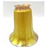 Quezal Gold Iridescent Ribbed Bell Lamp Shade