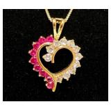 Ruby Red Heart Shape 925 Necklace