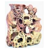 Soapstone Double Vase with Flowers