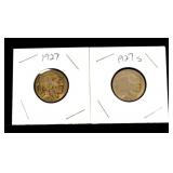 2 1927 Buffalo Nickels Encased