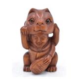 Japanese Signed Lucky Cat Netsuke