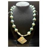 Green Serpentine & Black Onyx Blended with Pendant