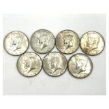 7 total, 1968-D and 1969-D Kennedy Half Dollars