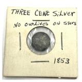1853 Three Cent Silver Coin