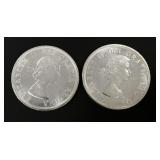 2 Anniversary Canadian Silver Dollars