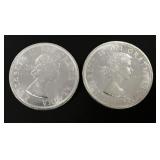 2 Anniversary Canadian Silver Dollars