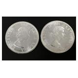 2 Anniversary Canadian Silver Dollars