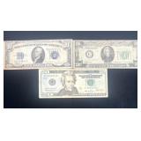 3-Assorted Ten Dollar & Twenty Dollar Notes
