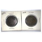1851 & 1856 Braided Hair Cents