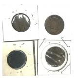 2 - Indian Head Cents & 2 - Shield Two Cents
