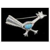 Southwestern Silver-Toned Roadrunner Broach