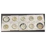 10 Kennedy Half Dollars 1965-1969