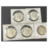 5 - 1964 Kennedy Half Dollars