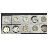 10 Kennedy Half Dollars 1965-1969