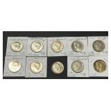 10 Kennedy Half Dollars 1965-1969