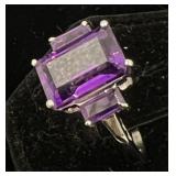 African Amethyst SS Ring